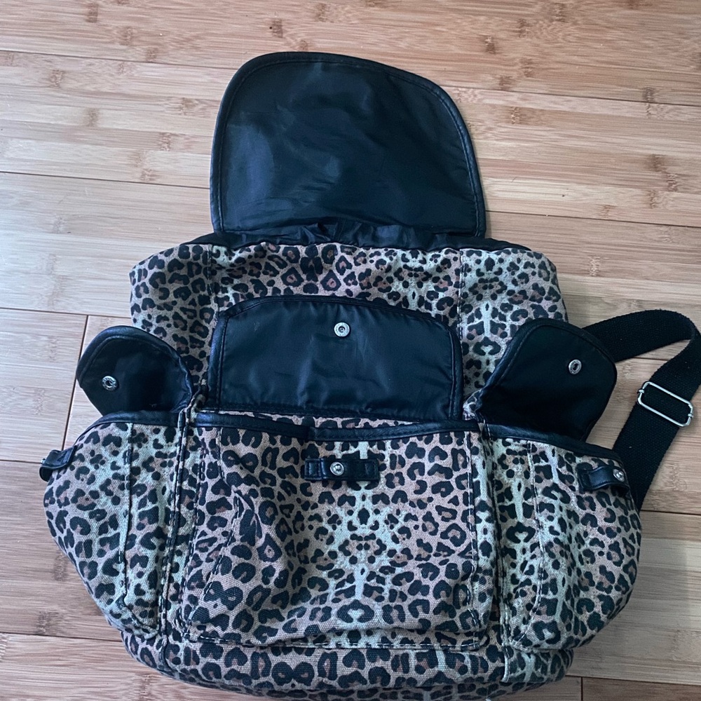 Leopard Print Diaper Bag with Black Accents